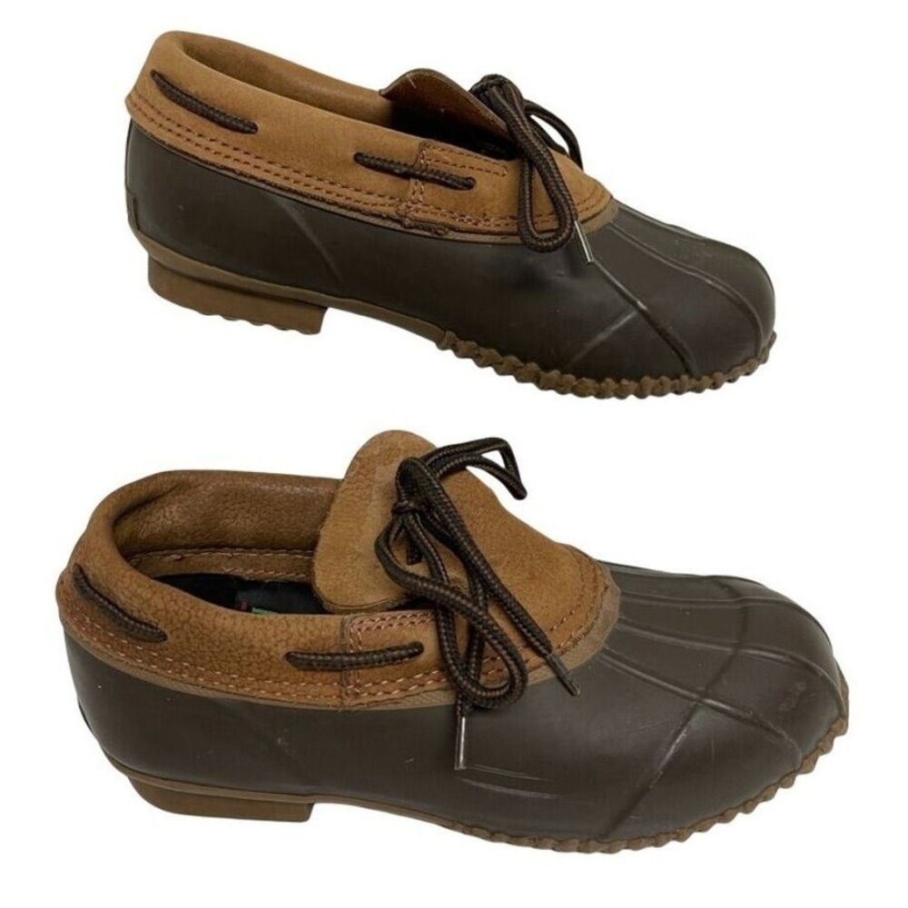RedHead Womens Brown Leather Rubber Duck Shoes Thinsulate Rain Boots Size 6